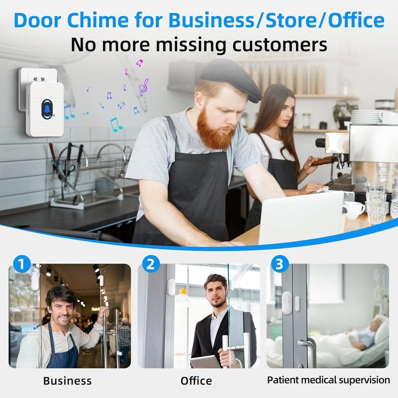 Daytech Wireless Door Sensor Chime Door Entry Chime with 800ft Range 20 Chimes 5 Adjustable Volume Door Open Chime for Business/Home/Office/Store When Entering, 1 Sensor + 1 Receiver - Image 3